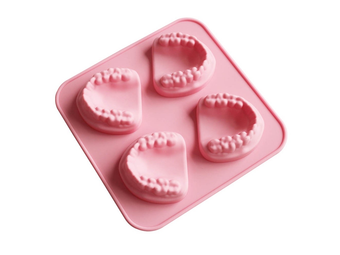 Tabuleiro De Gelo Em Silicone, Formato Dentadura, Molde Divertido Para Festa Temática