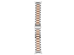 Bracelete para Google Pixel Watch Três Cepas Pulseira de Relógio de Metal de Aço Inoxidável Prata-Ouro Rosa VENISYMLIS