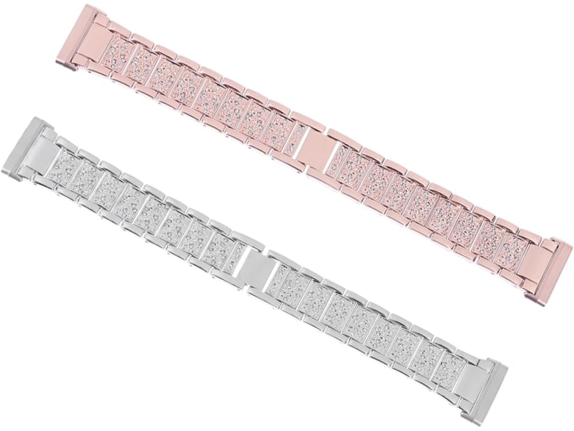 2 Pulseiras De Aço Com Strass Para Relógio Inteligente Versa3