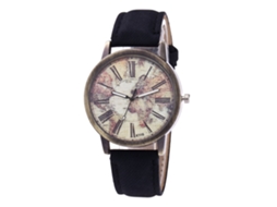 Relógio de pulso de quartzo casual unissex Zhoulianfa com pulseira de jeans (preto)