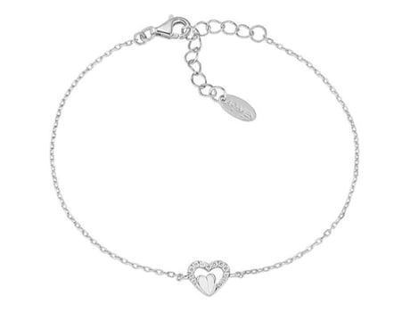 Pulseira Em Prata 925, Da Coleção Dia Dos Namorados 2024, Com Zircões Brancos, Cor Ródio 16 Pingente De 3 Cm Diâmetro 6 Mm, Amen
