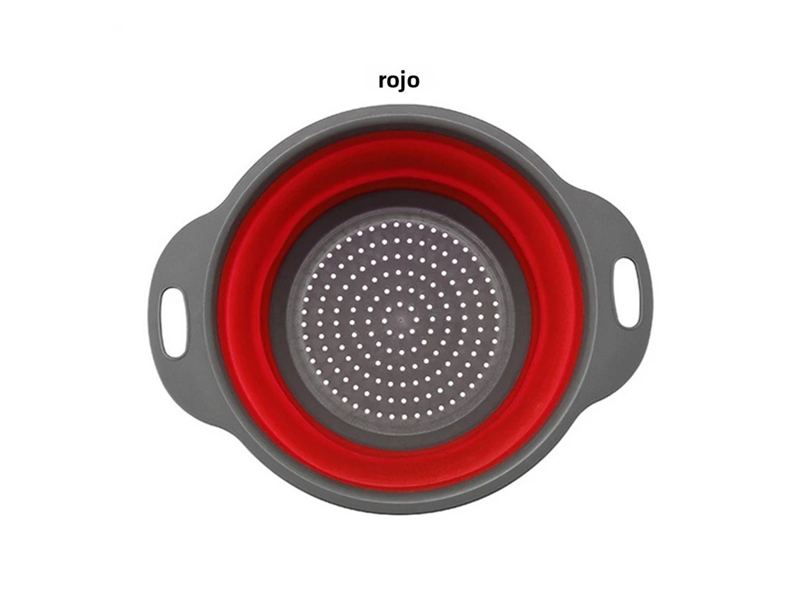 Cesto de Drenagem Redondo Dobrável em Silicone, Pode Ser Usado como Cesto de Lavar Roupa, Filtro e Escorredor. MDUG (vermelho L)