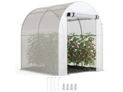 Estufa Portátil Aço Com Cobertura Plástica Branca Cultivo Jardim Varanda