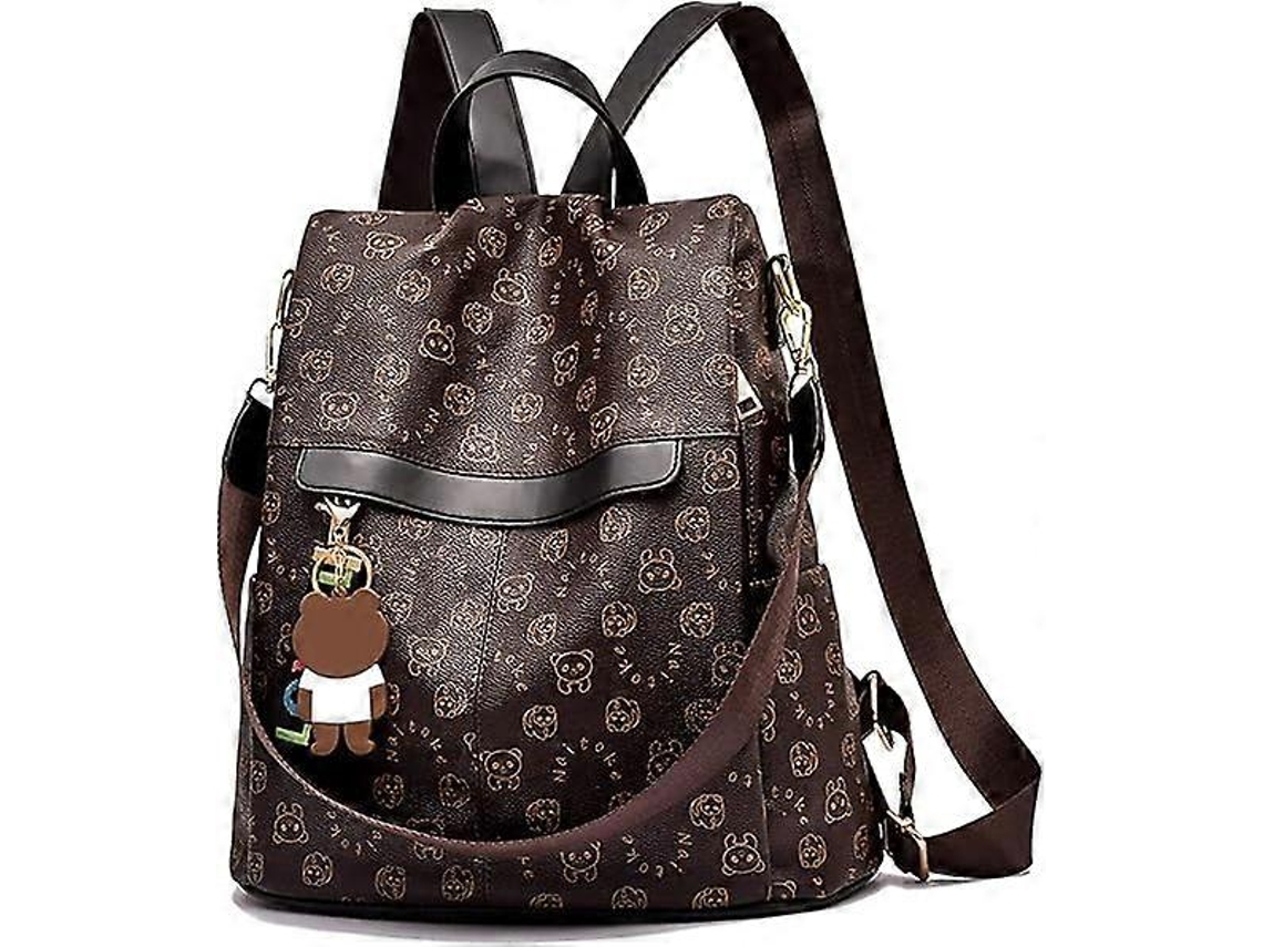 Mochila Escolar Feminina Fofa Com Estampa De Urso, Feita Couro Macio. Aquaforge