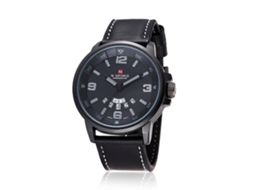 Relógio casual masculino Naviforce, quartzo resistente à água, pulseira de PU (branco)