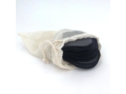 12 Peças-Preto-Almofadas de Algodão Reutilizáveis 12 Peças Almofadas Removedoras de Maquiagem Laváveis de Bambu Redondo Almofadas de Maquiagem Teci