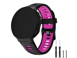 Bracelete Silicone Fivela Preta com Bielas para Garmin Forerunner 735Xt 220 230 235 620 630 Preto/Rosa