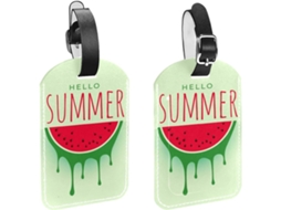 Conjunto De 2 Etiquetas Bagagem Hello Summer Em Couro Sintético Com Estampa Melancia