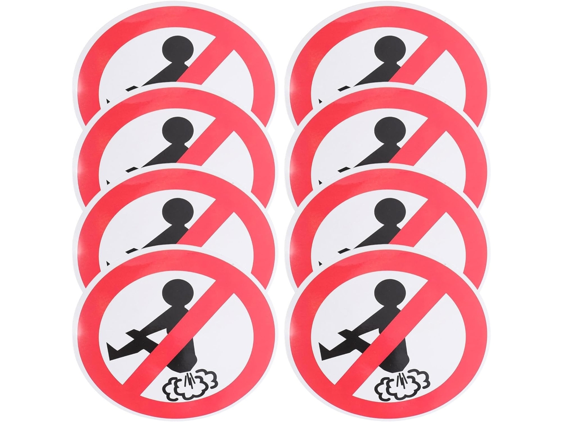 Adesivos vermelhos de PVC para veículos, conjunto de 8, humorísticos, "Peidar Proibido", duráveis.