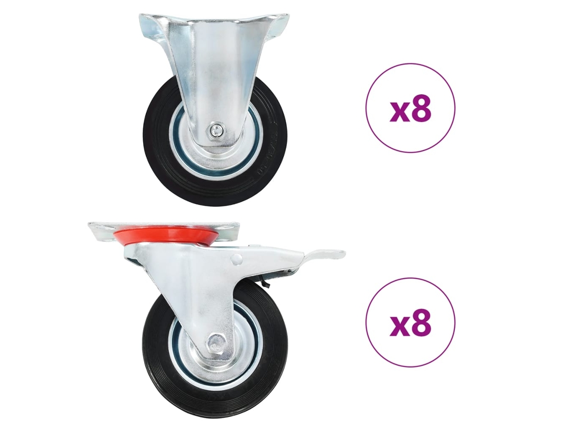 Vidaxl 16 Pcs Rodas 100 Mm