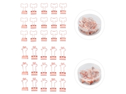 30 Pinças De Pasta Com Força De Fixação Deer Bone Forma De Cabo Ouro Rosa Com Caixa Para Escola E Escritório