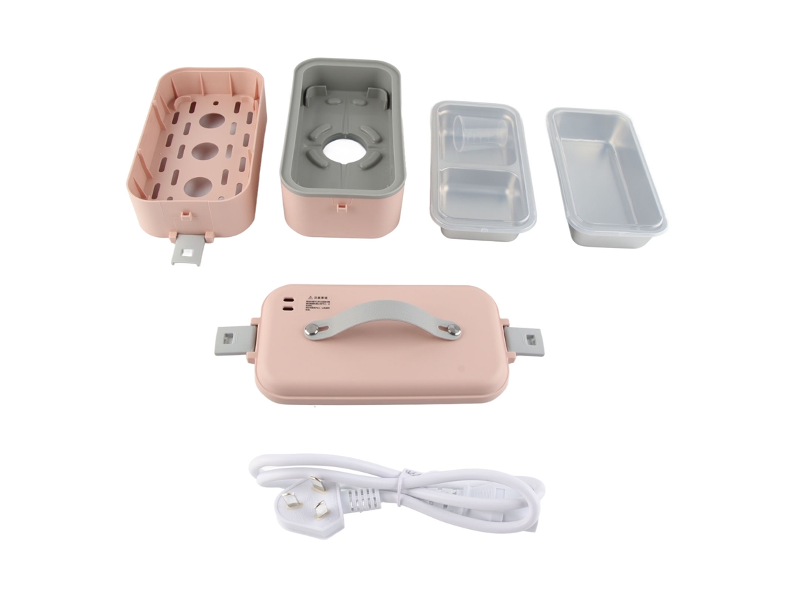 Caixa de almoço elétrica duas camadas, aço inox, 300w, portátil, aquecedor de comida S/MARCA