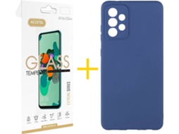 Capa e Película de Vidro Samsung A52 5G ACCETEL Silicone Líquido Azul
