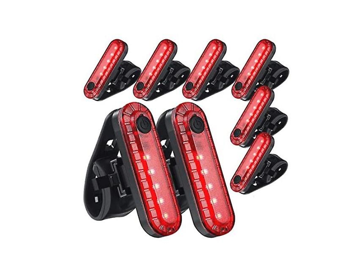 8 Lanternas Traseiras Bicicleta Usb Recarregavel Ipx8 Pretas Yizhood