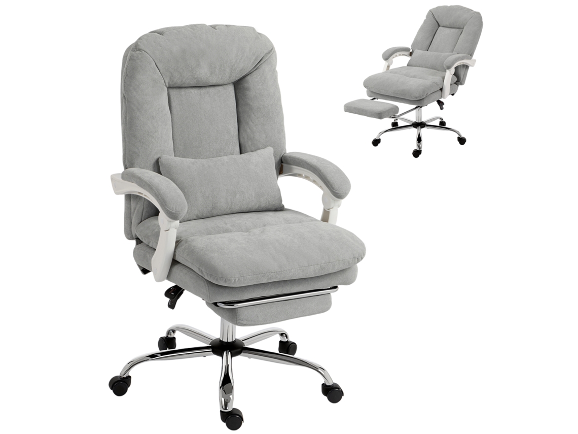 Cadeira de Escritório Ergonômica CHEZMOI, reclinável, em veludo, com apoio lombar, altura ajustável, cinza claro