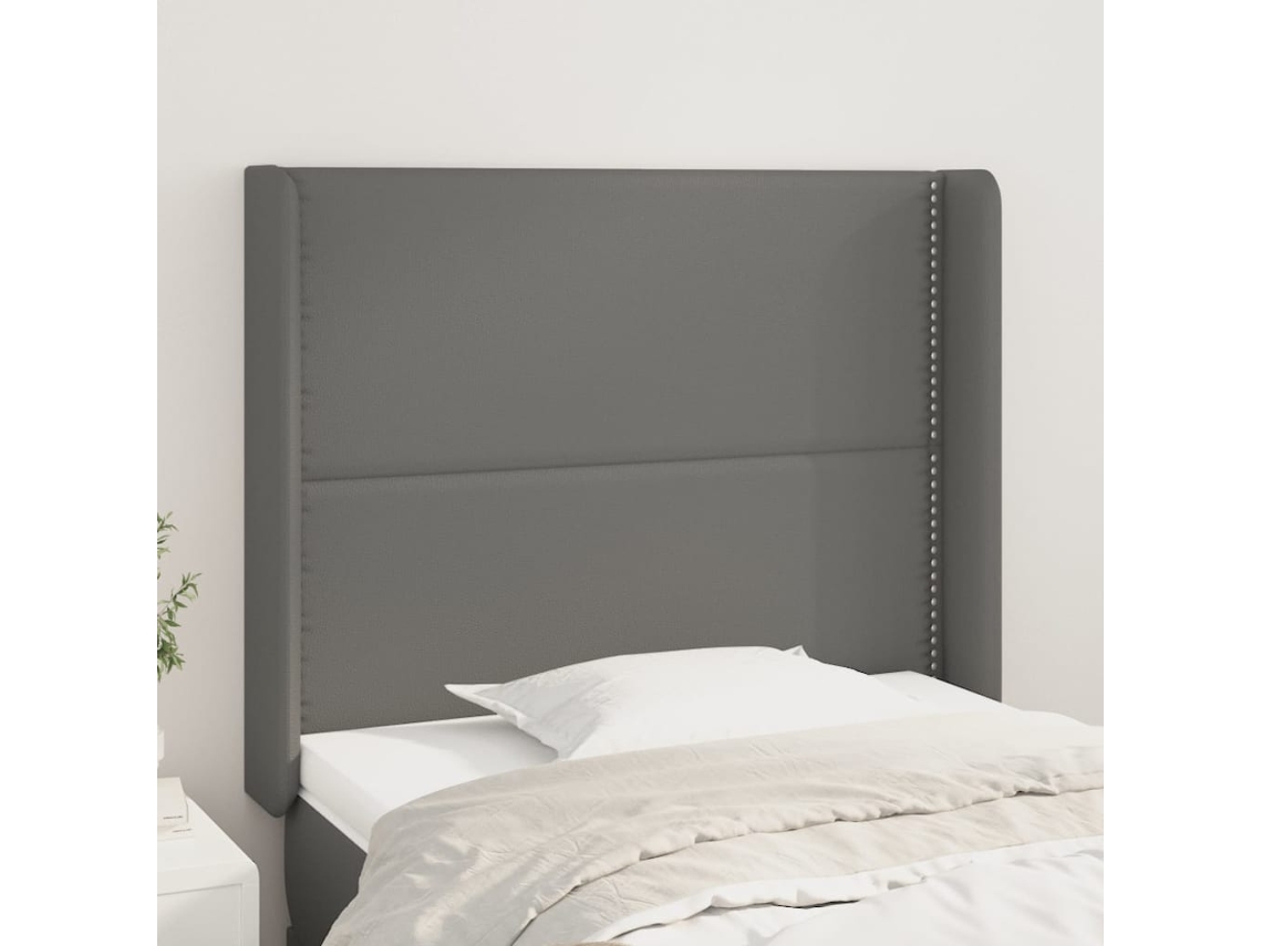 Vidaxl Cabeceira Cama C/ Abas Couro Artif. 103x16x118/128 Cm Cinzento