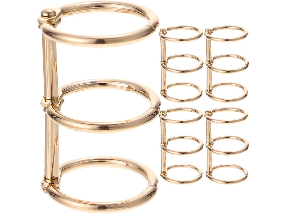 Anéis de corrente em metal banhado a ouro, conjunto de 5 peças, anéis de liga metálicos Portáteis Para Escritório E Escola