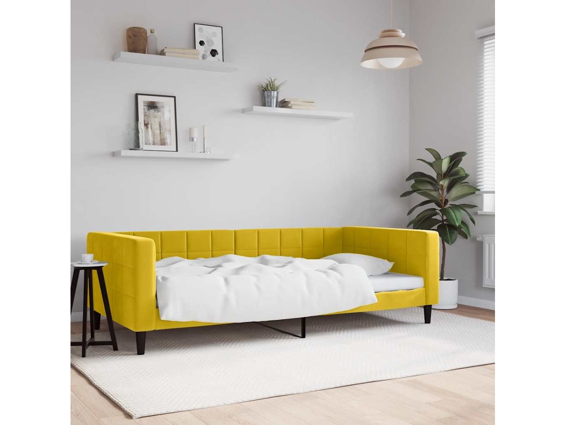 Vidaxl Sofá-cama 100x200 Cm Veludo Amarelo