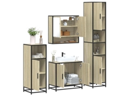 Vidaxl 4 Pcs Conj. Móveis Casa Banho Derivados Madeira Carvalho Sonoma