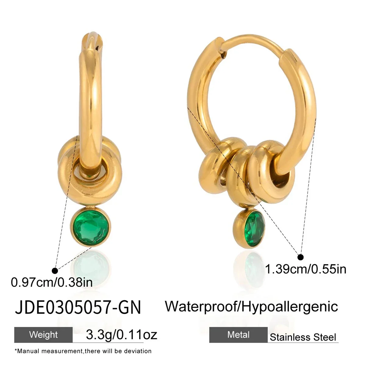 Brincos Em Formato De Gota Com Zircônia Verde, Um Clássico Acessório De Moda Banhado A Ouro.