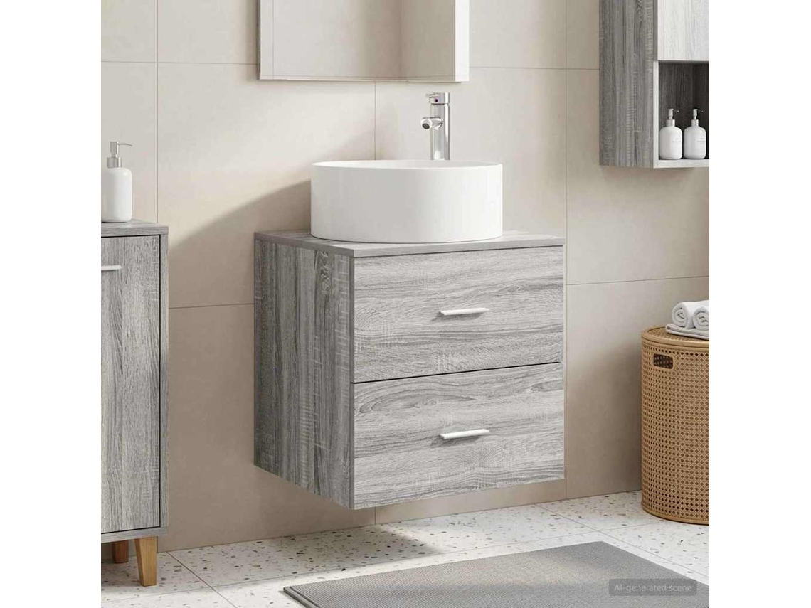 Vidaxl Vaidade Com Pia Suspensa Sonoma Cinzento 49,5 X 44,5 X 65,5 Cm