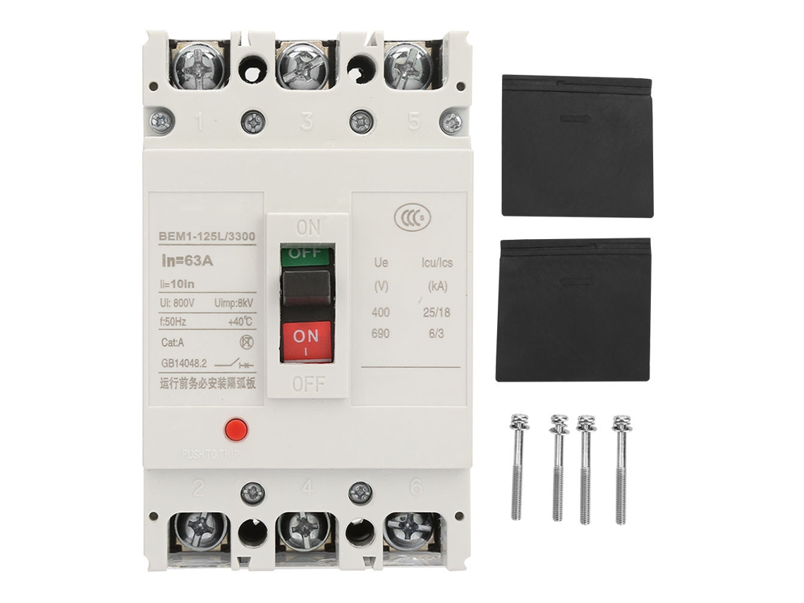 INTERRUPTOR DE CIRCUITO 3P COM CAIXA PLÁSTICA 800V 63A HKJ