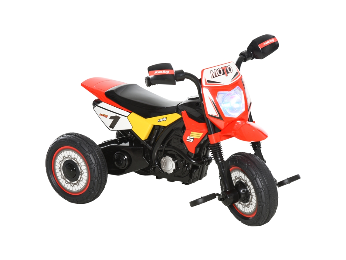 Motocicleta Triciclo infantil Estilo Pedal com Luzes e Sons, 3 Rodas Largas, Idades 18 36 Meses, 71x40x51cm, Vermelha Ge