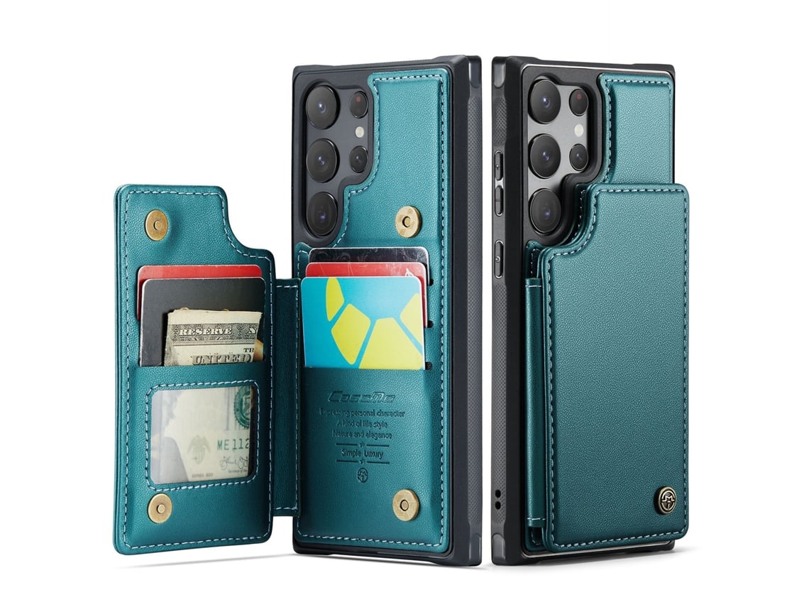 Capa De Couro Dobrável Multifuncional Para Celular.azul E Verde - Iphone 16 Pro Max