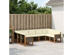 Vidaxl Conjunto De Sofás Para Exterior 9 Unid. Natural E Creme