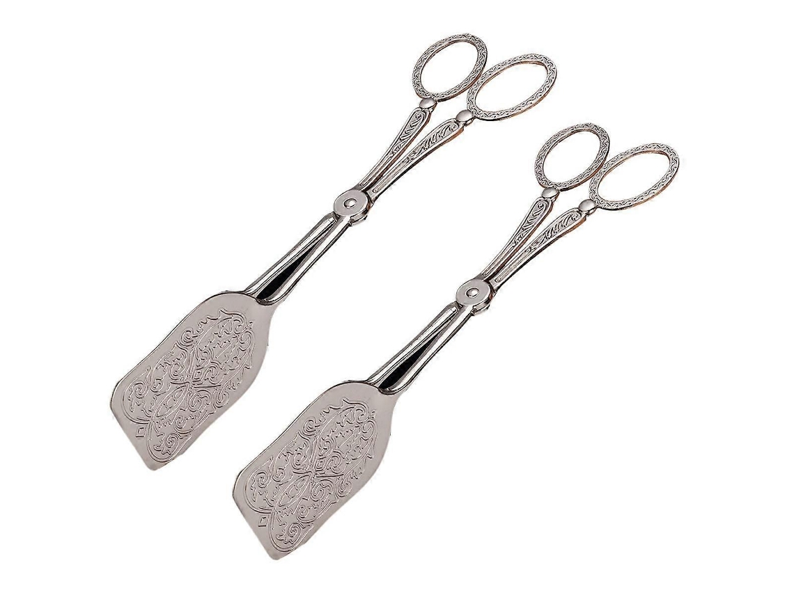 2 Pinças De Servir Prateadas Decorativas, Para Doces, Saladas E Buffet