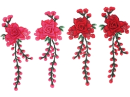 Conjunto De 4 Apliques Decorativos Tridimensionais Em Tecido De Poliéster Com Bordados Florais Retrô, Ideais