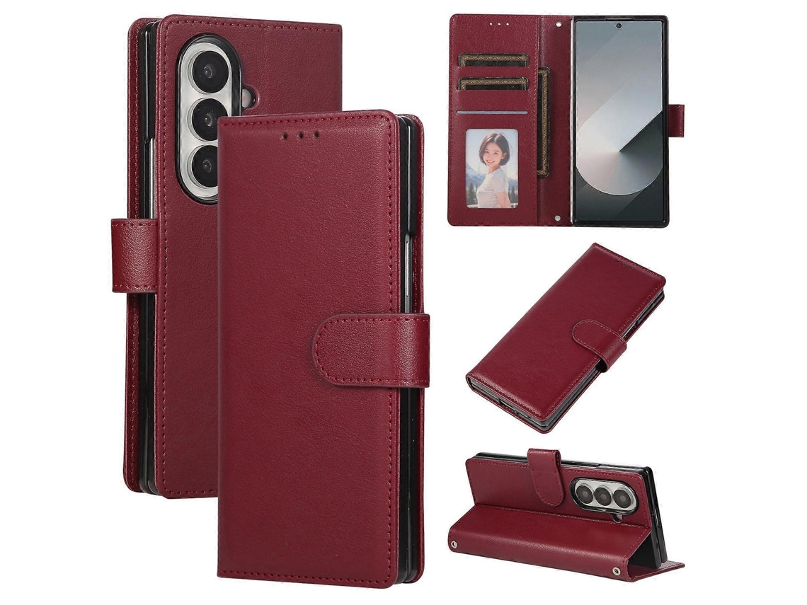 Capa Multifuncional De Couro Com 3 Compartimentos Para Cartões Para Samsung Galaxy Z Fold7 5g