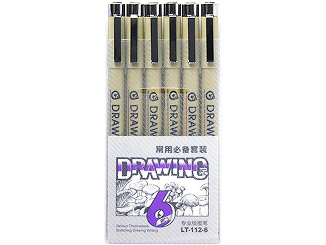 Conjunto De 6 Canetas De Desenho De Secagem Rápida Para Esboços, Rabiscos, Ilustrações E Arte.