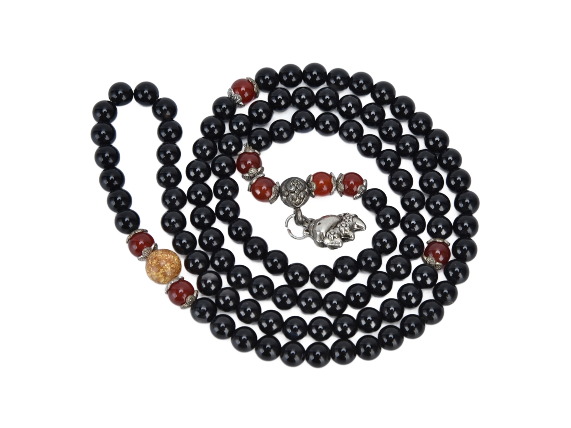 Pulseira de sedas com obsidiana para boa sorte, saúde e prosperidade LAXISCREED