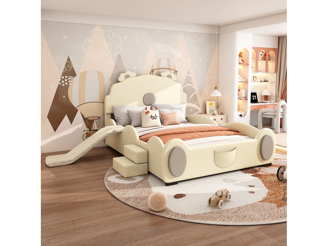 Cama Infantil Pu Bege 140x200 Cm