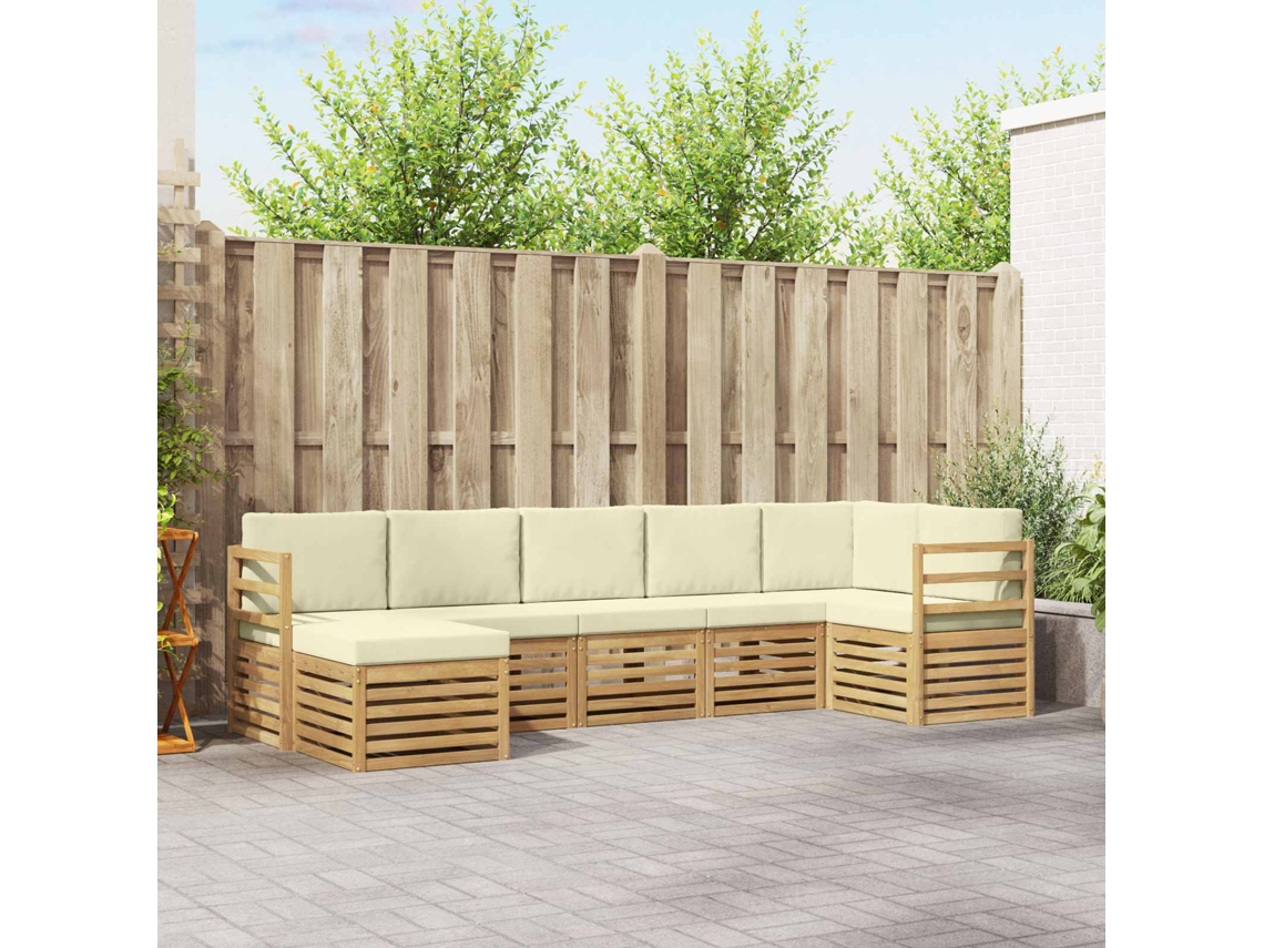 Vidaxl Conjunto De Sofás Para Exterior 7 Pcs Branco E Creme