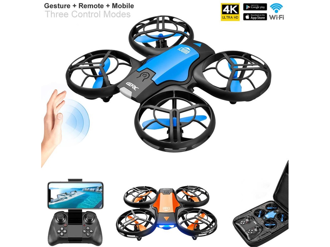 Mini Drone com Câmera 4K Hd Modelo: V8 Duração Da Bateria: 12 Min Azul