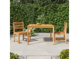 Conjunto de 3 Peças de Jantar Para Jardim Madeira De Teca Maciça Dkd Home Decor