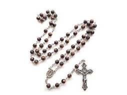 Colar De Rosário Católico Com Contas De Areia Natural, Pingente De Cruz Com Crucifixo, Corrente, Joia Religiosa, Presente Para Mulheres Slowmoose
