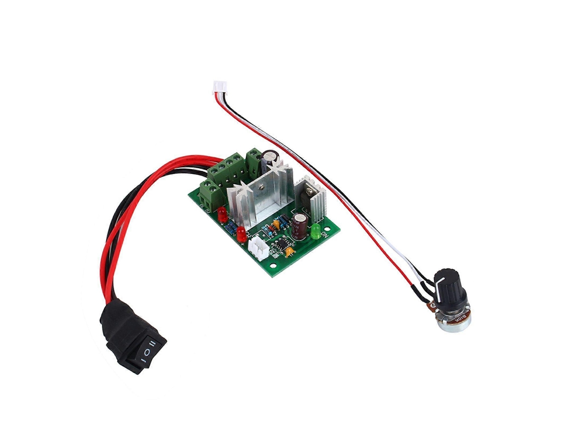 Motor CC potente PWM de 200 W, 6 V, 12 V e 24 V, com interruptor de reversão e controlador de velocidade ajustável. Funcionando perfeitamente.