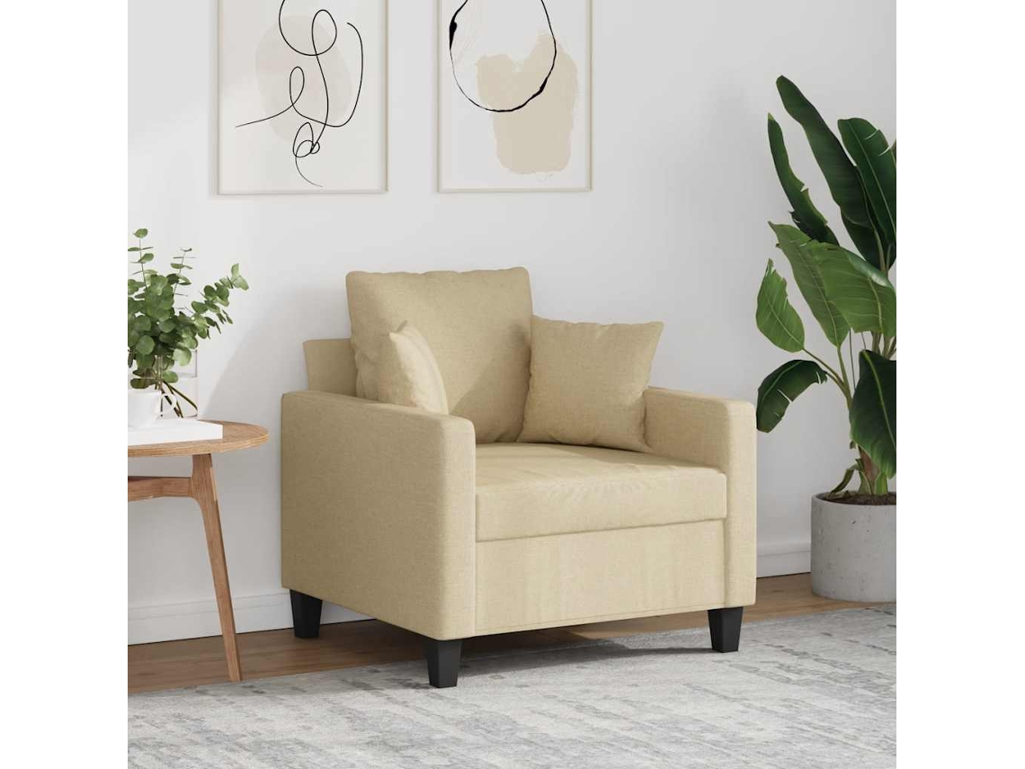 Vidaxl Poltrona 60 Cm Tecido Cor Creme