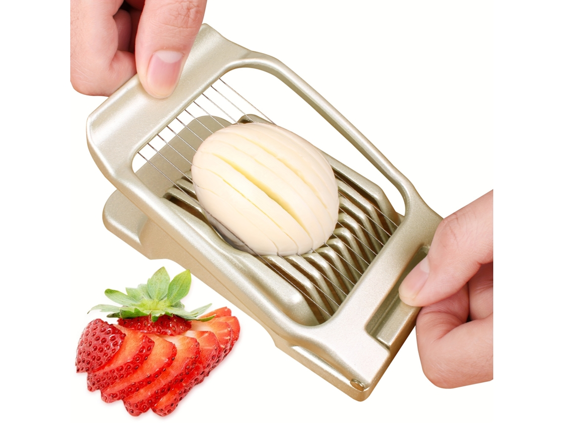 Fatiador De Ovos E Frutas Em Aço Inoxidável| Utensílios Cozinha Próprios Para Lava, Louças| Cor Dourada