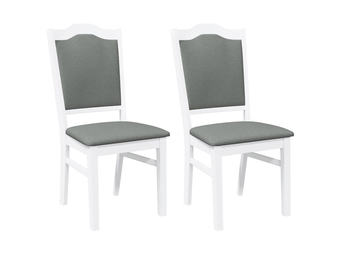 Cadeiras de Jantar com Almofadões 2 peças em Madeira Maciça Branco MAISON EXCLUSIVE