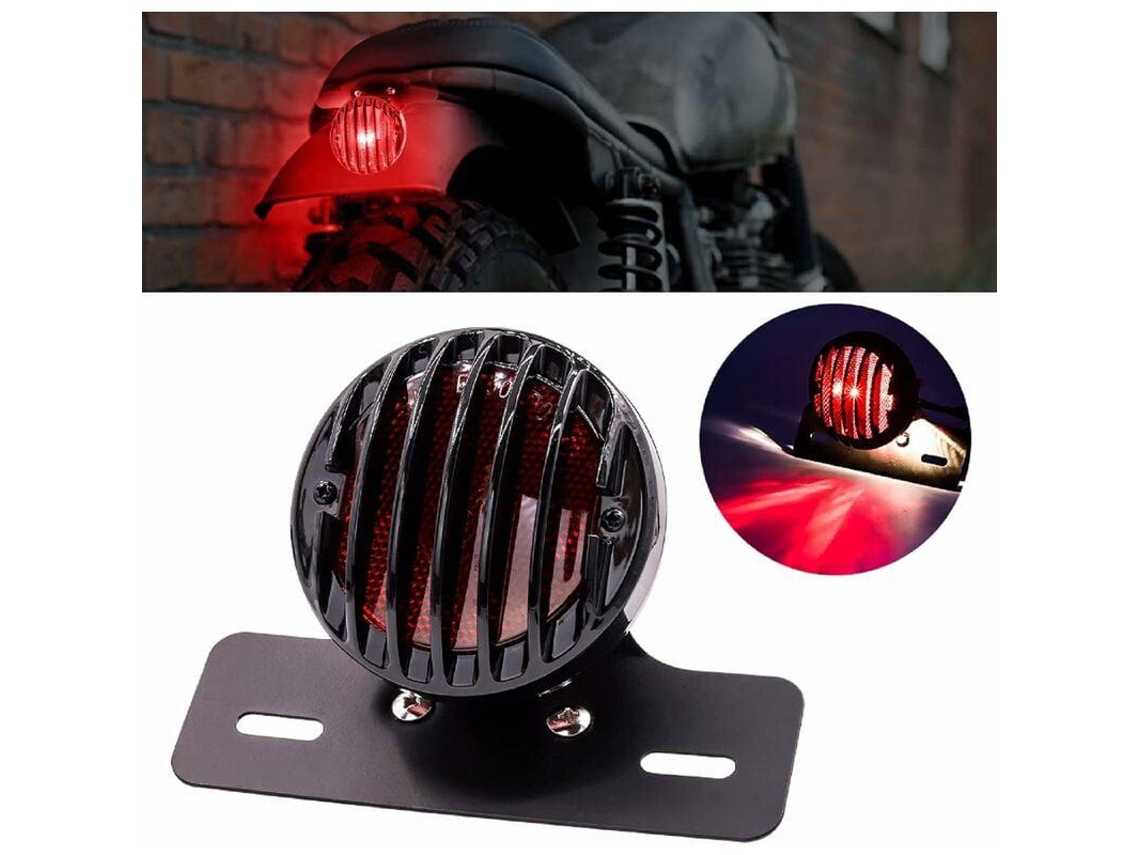 Lanterna Traseira Redonda Preta Para Motocicleta Com Suporte Para Placa, 12 V Ehstmind