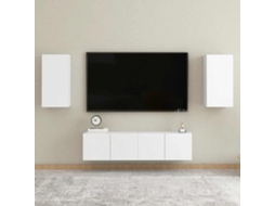 Vidaxl 4 Pcs Conjunto de Móveis de Tv Contraplacado Branco