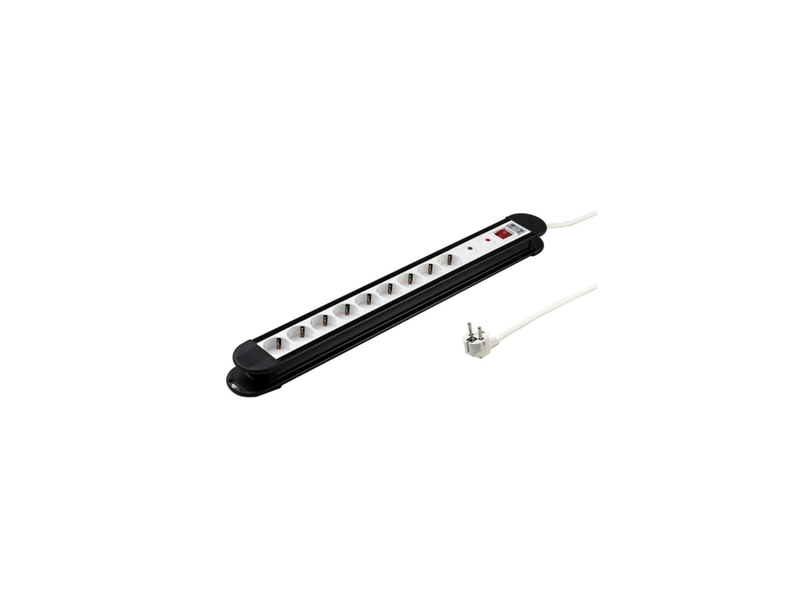 Base Multiple 9 Schuko + Interruptor + 2usb + Proteccion Cable 1.5 Metros Blanco/negro F.bright
