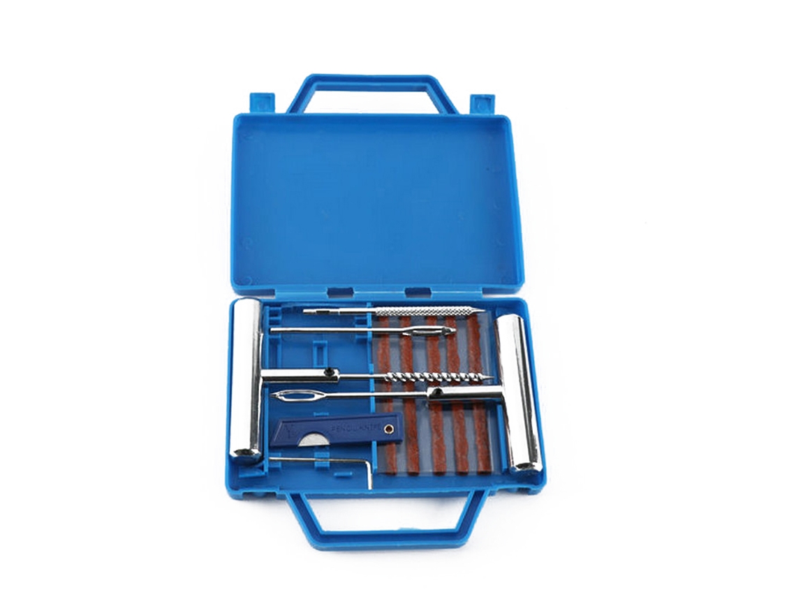 Kit De Ferramentas Para Reparar Pneus Sem Câmara Para Carro E Moto Com 5 Tiras De Borracha E Caixa De Armazenamento Portátil