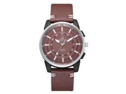 Relógio masculino analógico de quartzo marrom claro com pulseira de couro PU, estilo simples e elegante.