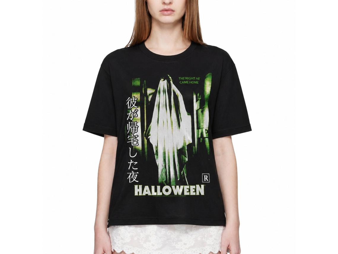Rockinstone Halloween Movie Sheet With Glasses Black Adult T-shirt Size:xxl