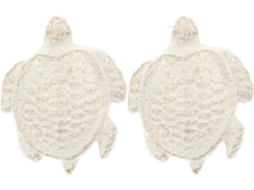 Conjunto De 2 Puxadores Para Armário Em Ferro Fundido Bege Com Estampa De Tartaruga Estilo Oceano.
